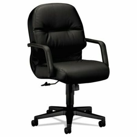 HON PILLOW-SOFT 2090 LEATHER MANAGERIAL MID-BACK SWIVEL/TILT CHAIR, UP TO 300 lb, BLACK SEAT/BACK, BASE 2092SR11T